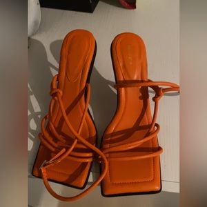 Orange string heels